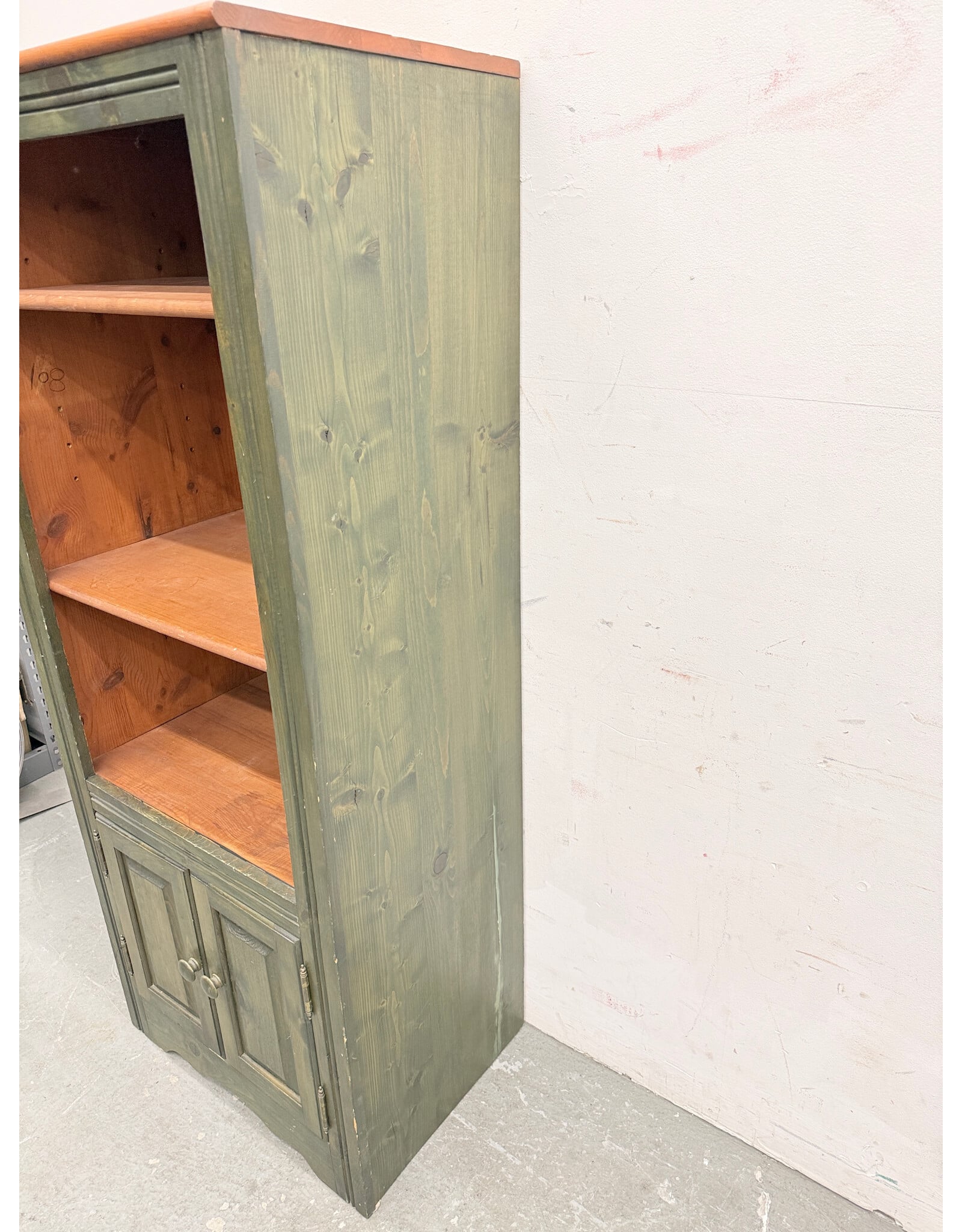 Rustic Open Bookcase with Storage Cabinet on the Bottom