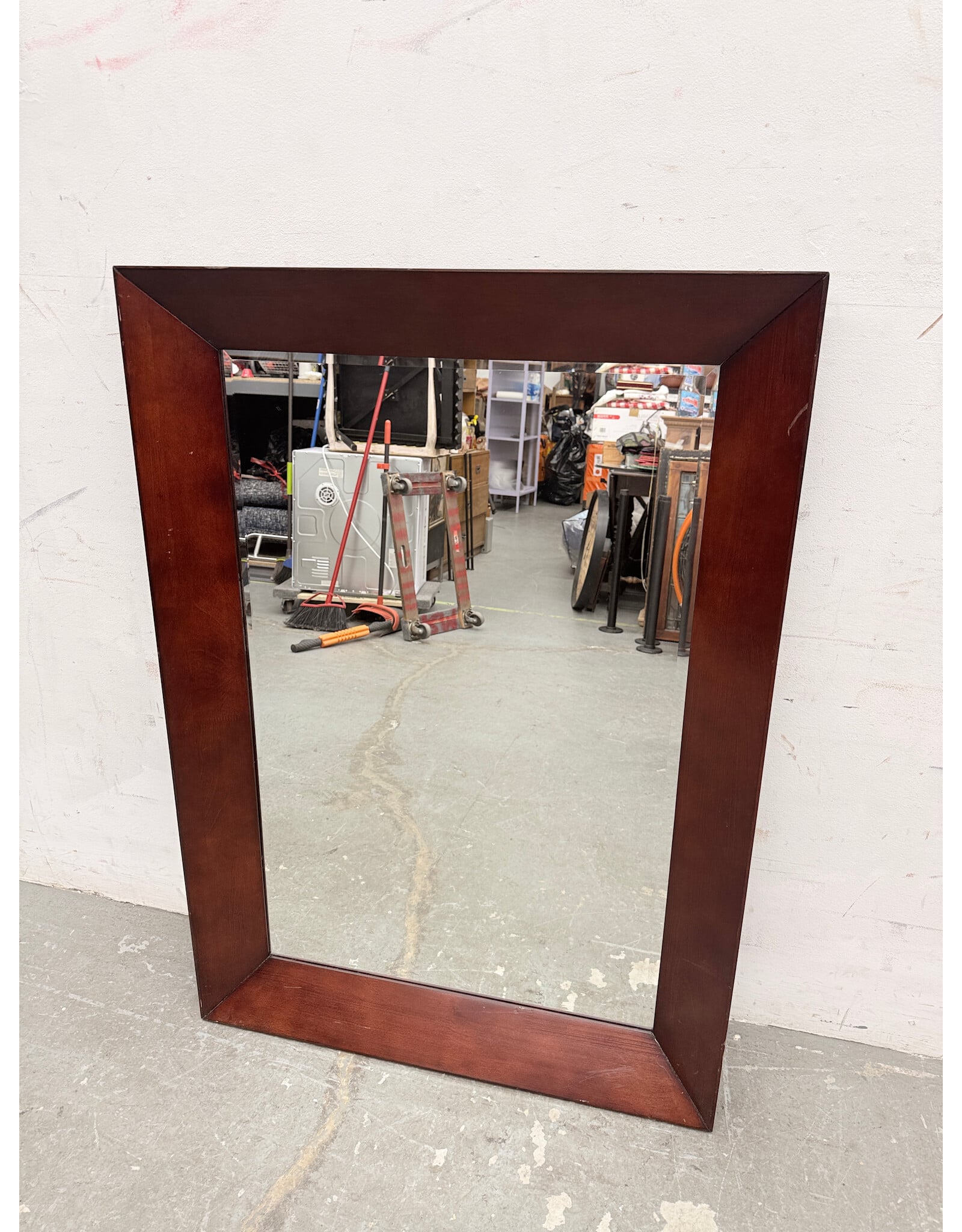 Modern Dark Wood Frame Mirror