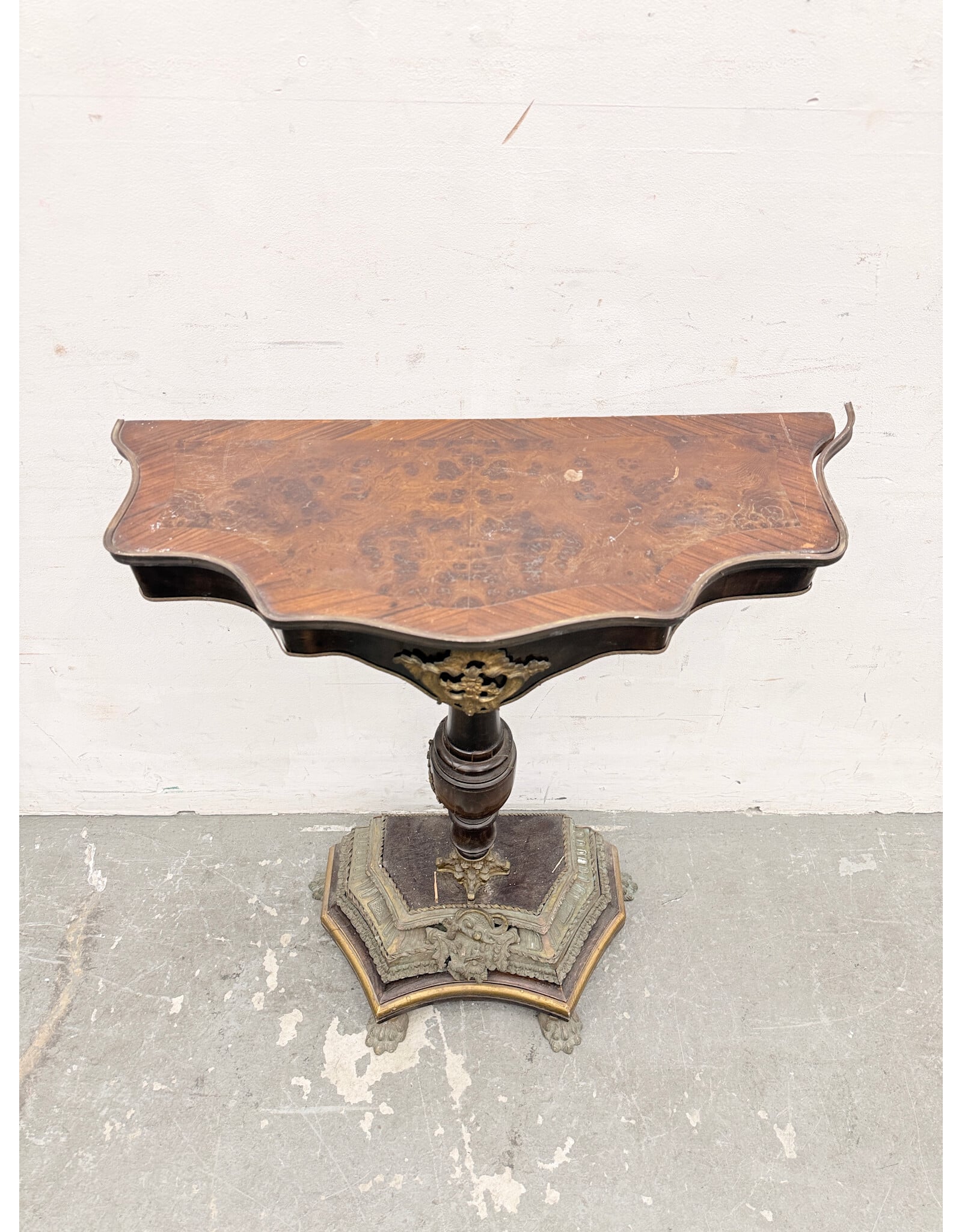 Antique Ormolu Mounted Continental Pedestal Console Table