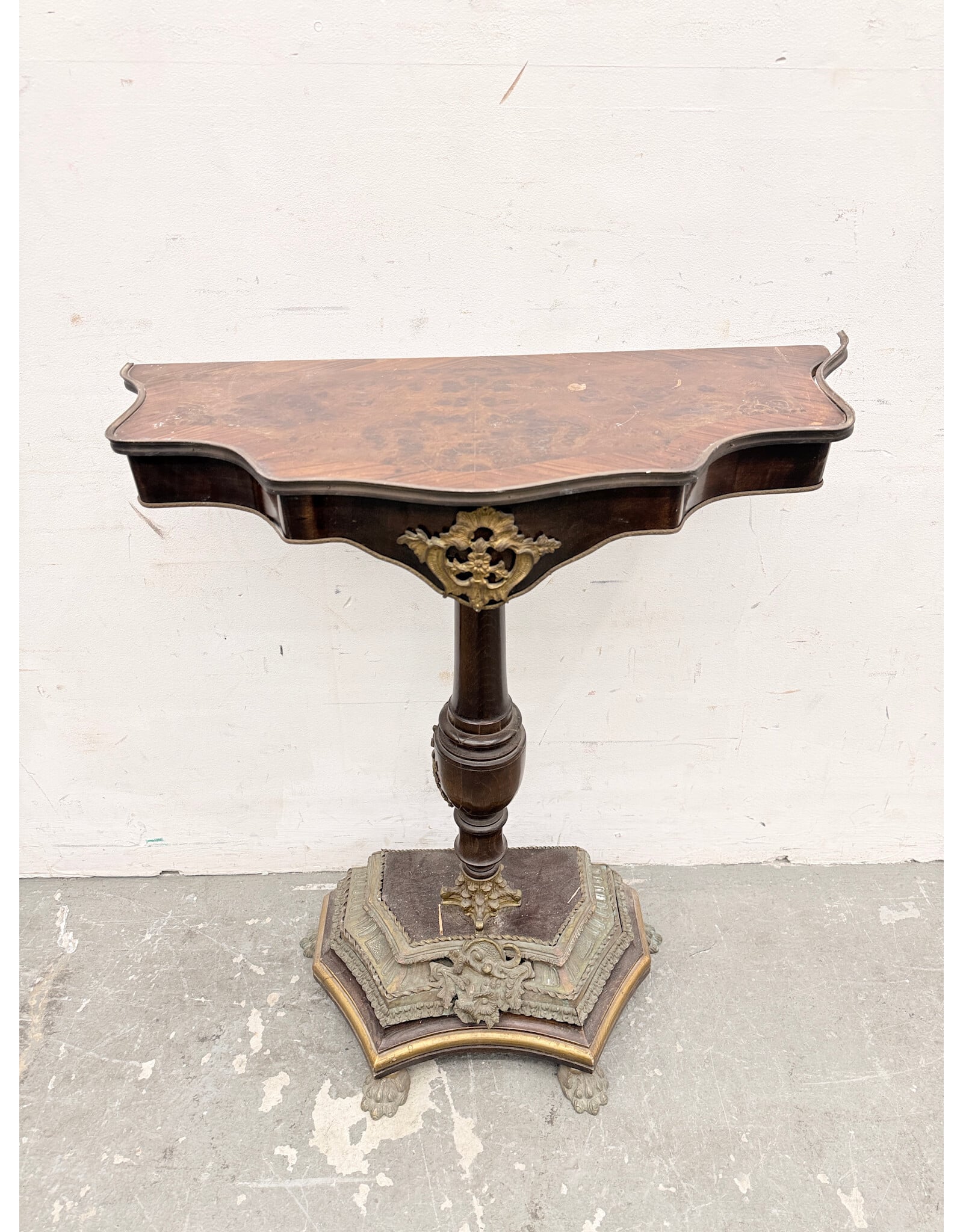 Antique Ormolu Mounted Continental Pedestal Console Table