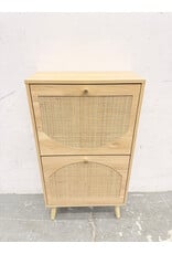 Modern 2-Door Wood Slim Shoe Cabinet