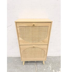 Modern 2-Door Wood Slim Shoe Cabinet