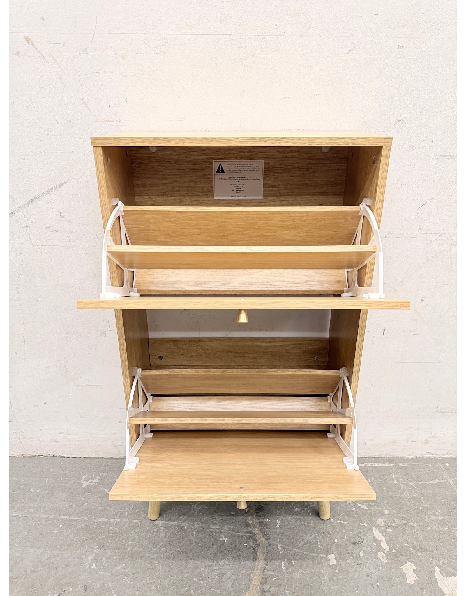 Modern 2-Door Wood Slim Shoe Cabinet