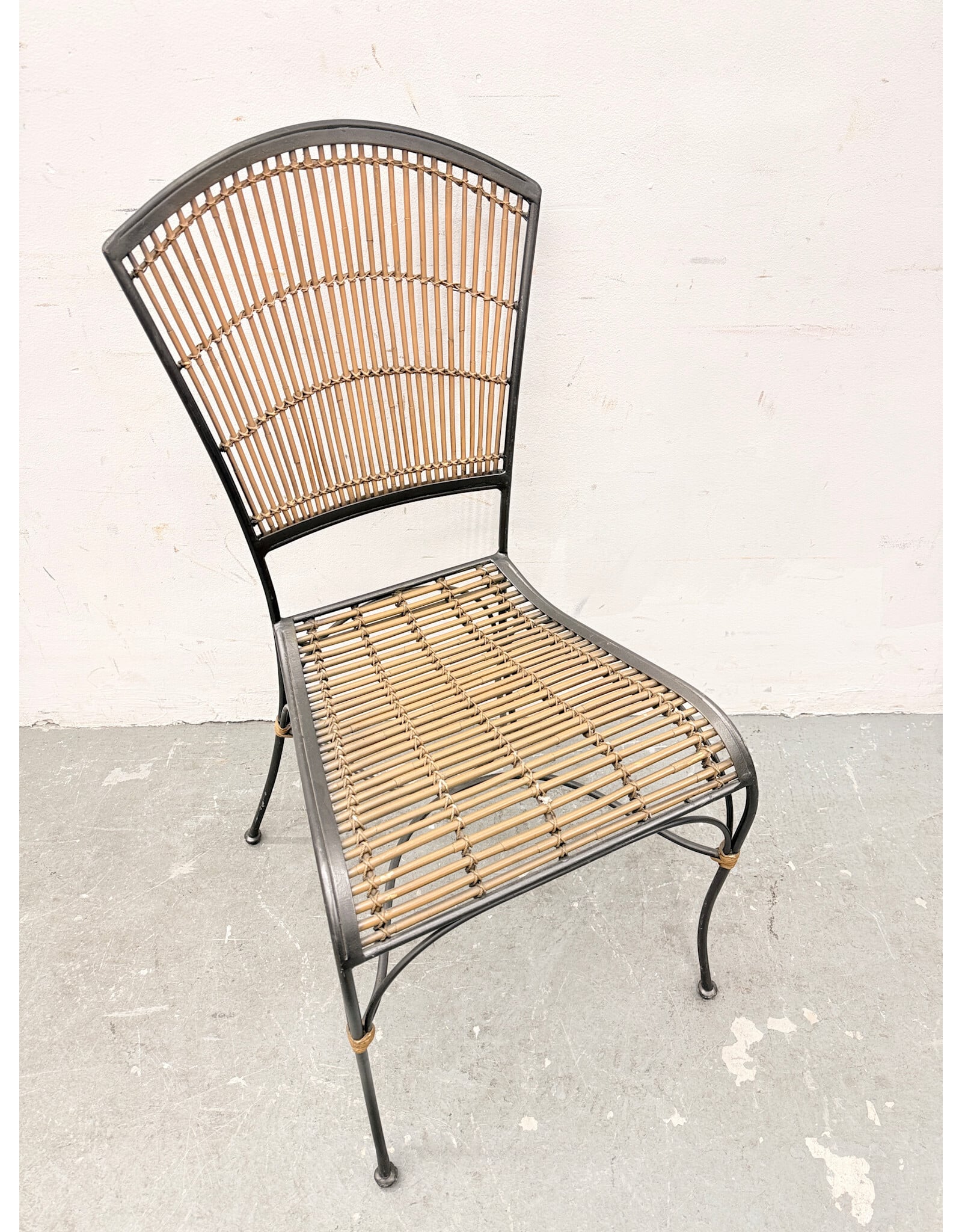 Vintage Mid-Century Style Iron & Bamboo Side Chair