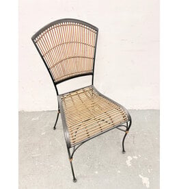 Vintage Mid-Century Style Iron & Bamboo Side Chair