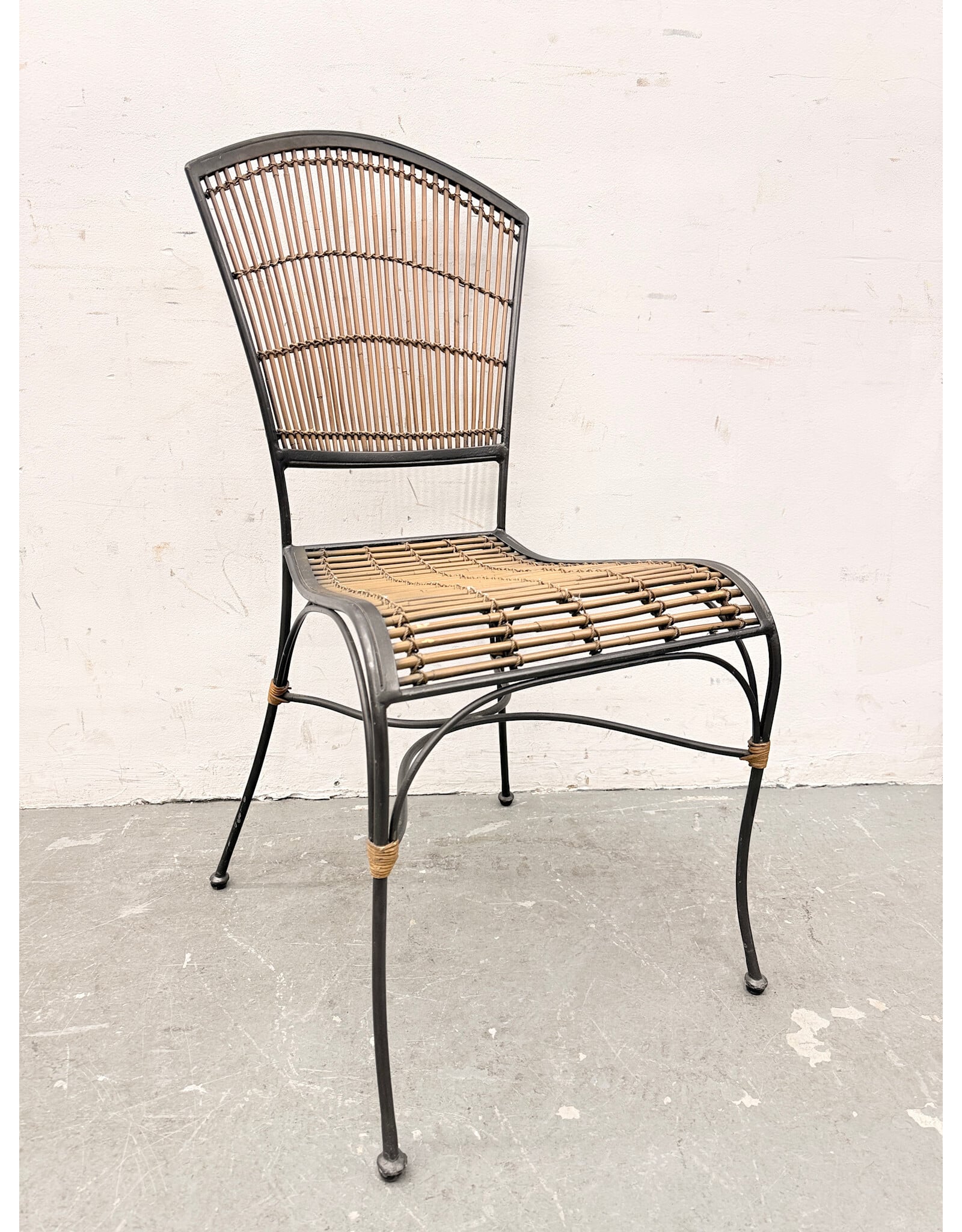 Vintage Mid-Century Style Iron & Bamboo Side Chair
