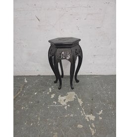 Vintage Chinese Carved Wood Hexagonal Plant Stand