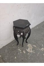 Vintage Chinese Carved Wood Hexagonal Plant Stand