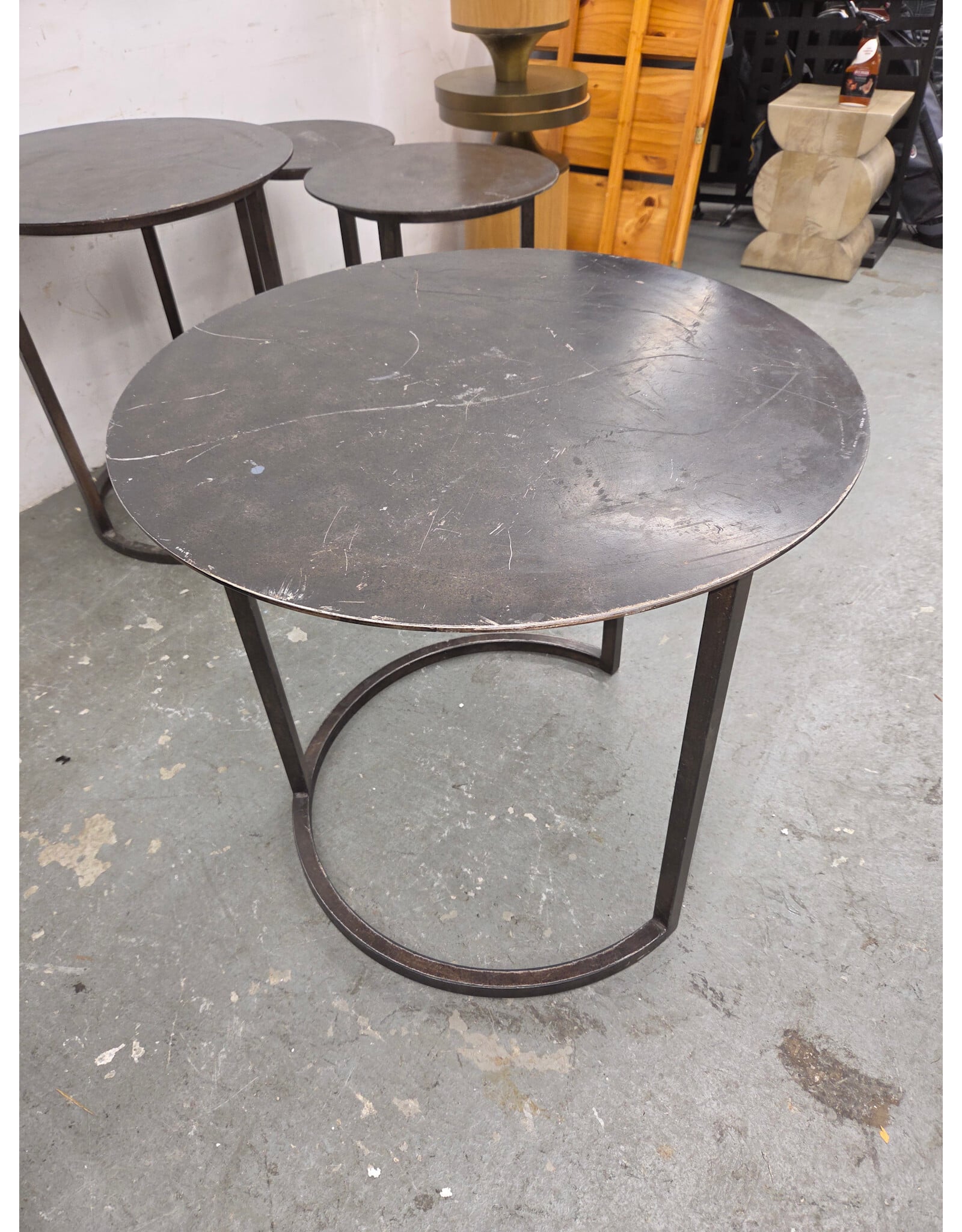 4-Piece Round Metal Nesting Table Set