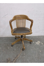 Antique Solid Oak Swivel-Tilt Banker's Desk Chair