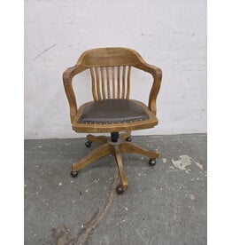 Antique Solid Oak Swivel-Tilt Banker's Desk Chair