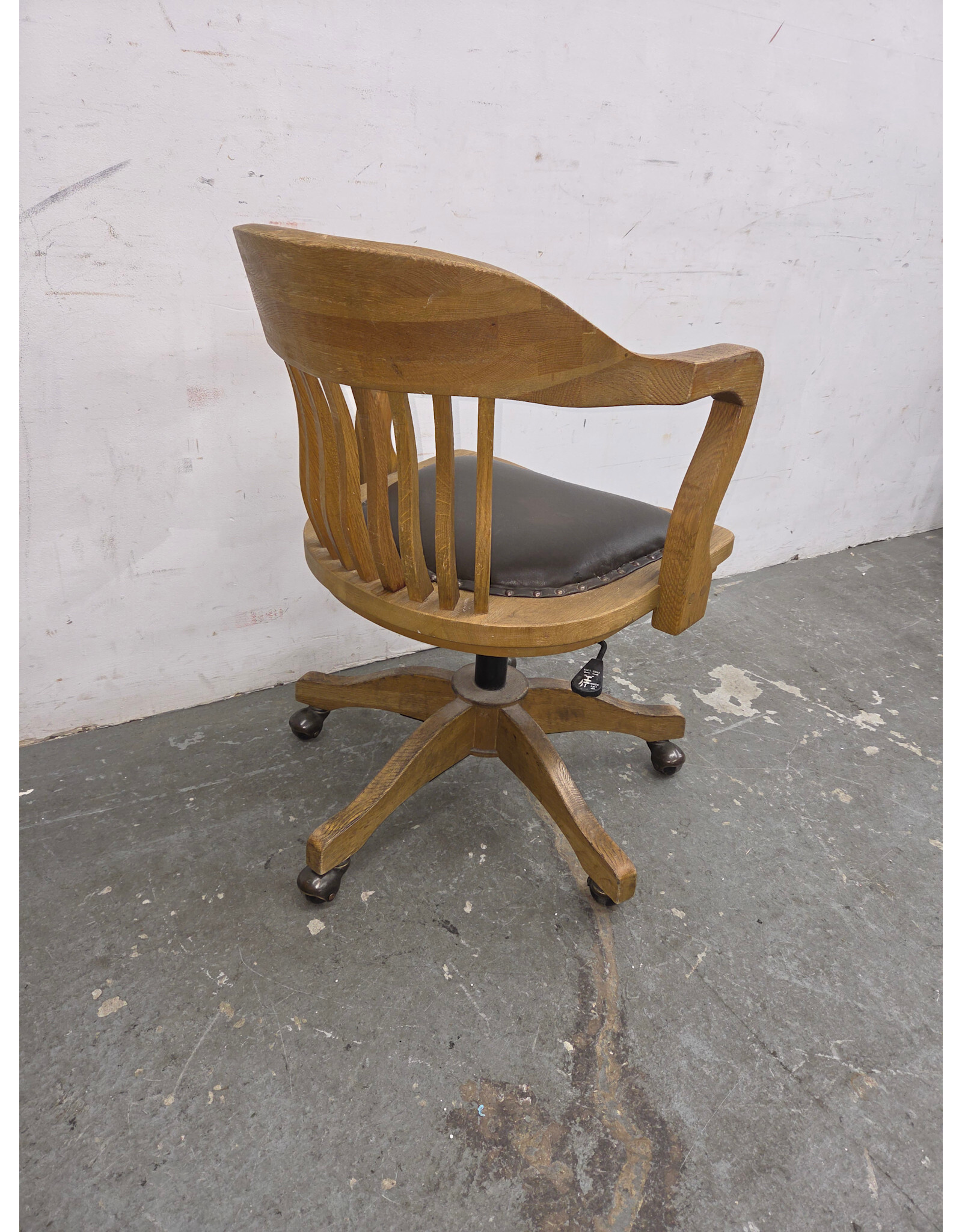 Antique Solid Oak Swivel-Tilt Banker's Desk Chair