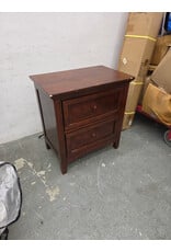 Dark Cherry-Finished Two-Drawer Wooden Nightstand