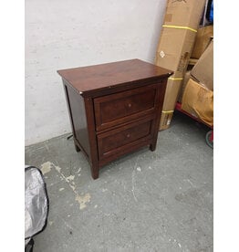 Dark Cherry-Finished Two-Drawer Wooden Nightstand