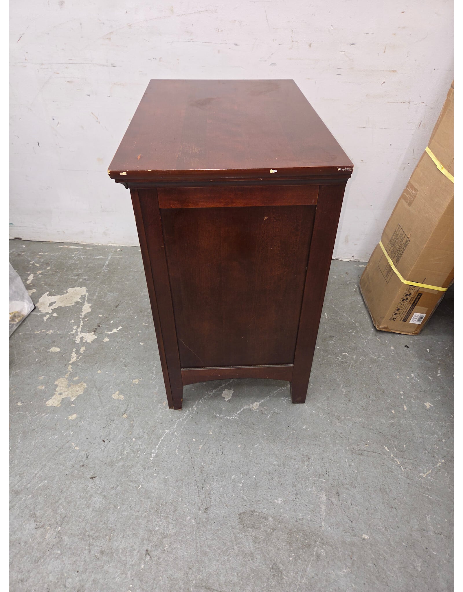 Dark Cherry-Finished Two-Drawer Wooden Nightstand