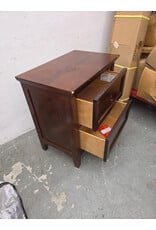 Dark Cherry-Finished Two-Drawer Wooden Nightstand