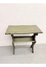 Vintage-Style Green Painted Side Table with Magazine Rack