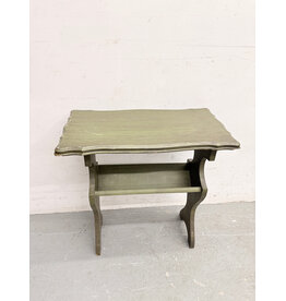 Vintage-Style Green Painted Side Table with Magazine Rack