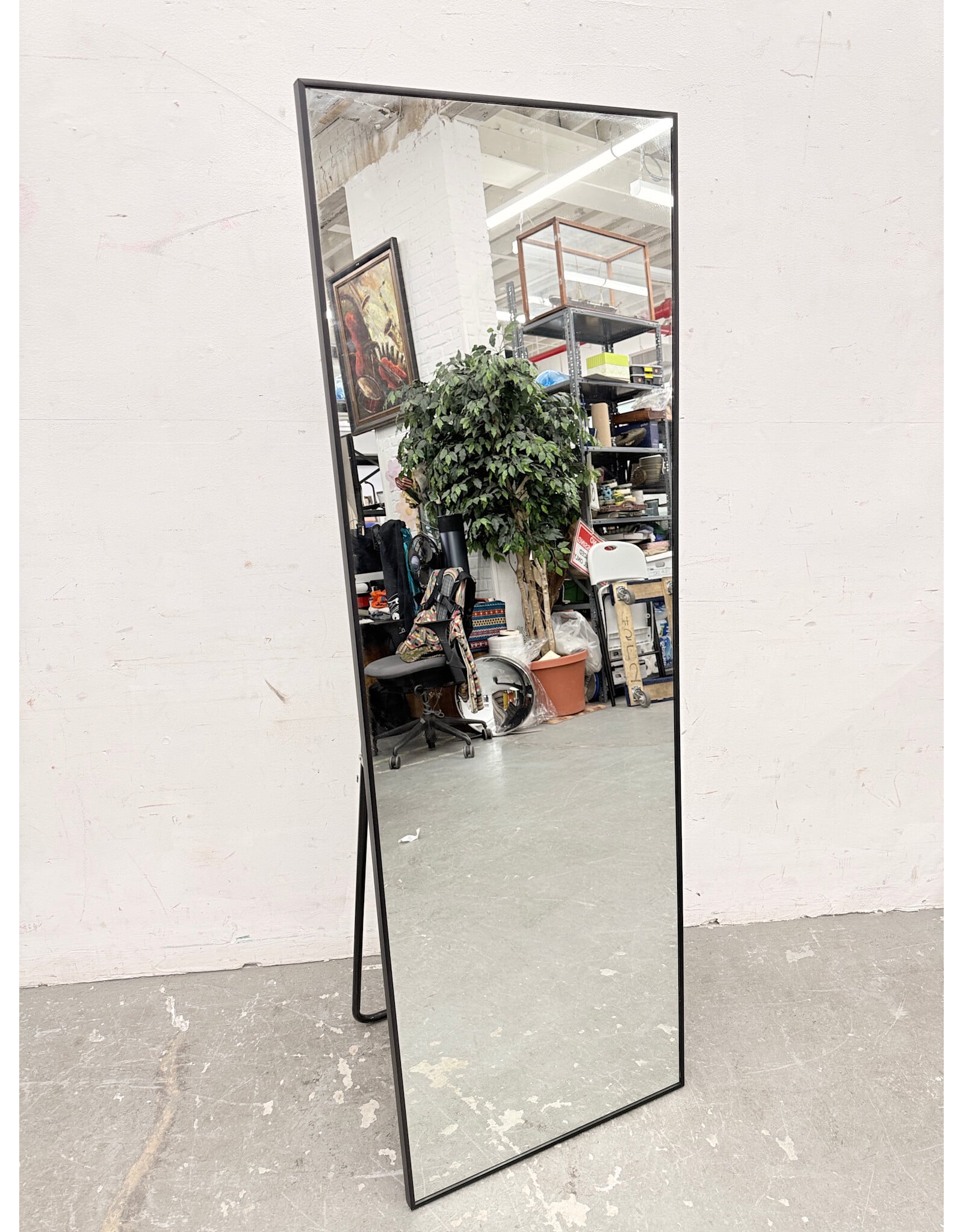 Modern Rectangular Black-Frame Floor Mirror