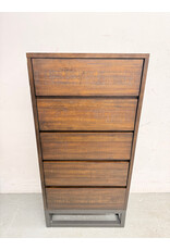 Modern Brown 5-Drawer Wood Dresser with Metal Base