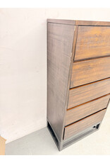 Modern Brown 5-Drawer Wood Dresser with Metal Base