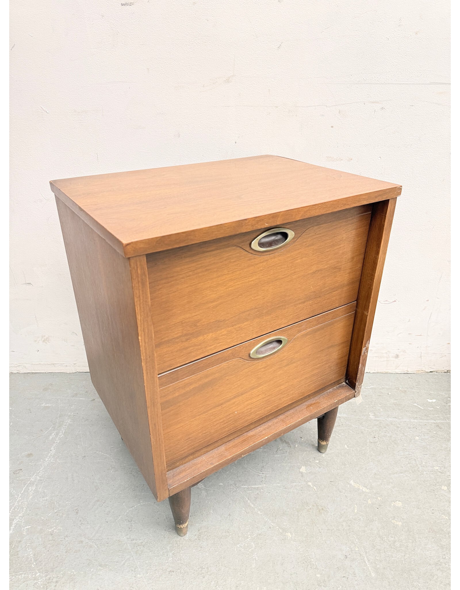 Walnut Mid-Century Modern 2-Drawer Nightstand