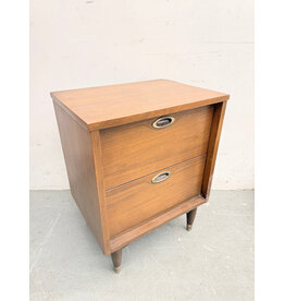 Walnut Mid-Century Modern 2-Drawer Nightstand
