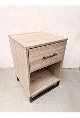 Modern Gray 1-Drawer Wood & Metal Nightstand