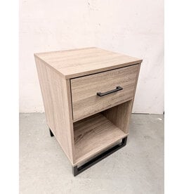 Modern Gray 1-Drawer Wood & Metal Nightstand