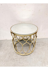Round Gold-Finish Metal Accent Table