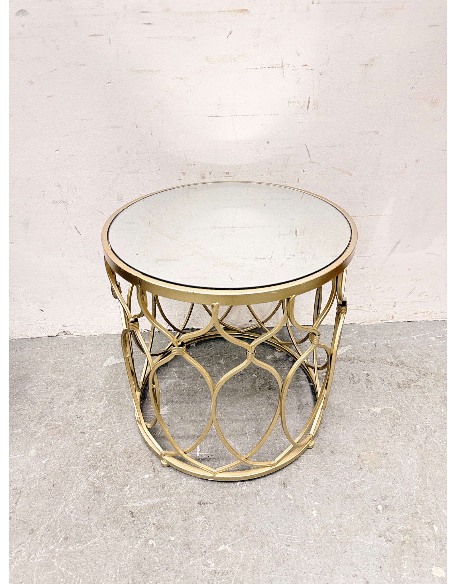 Round Gold-Finish Metal Accent Table