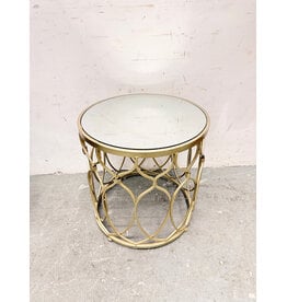 Round Gold-Finish Metal Accent Table