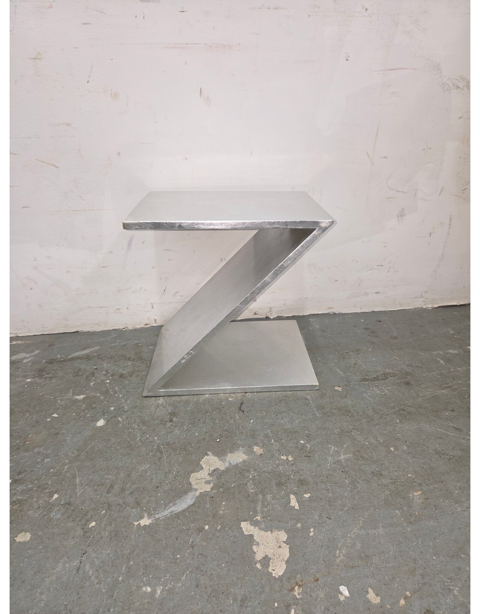 Silver-Finished, Z-Shaped Modern End Table