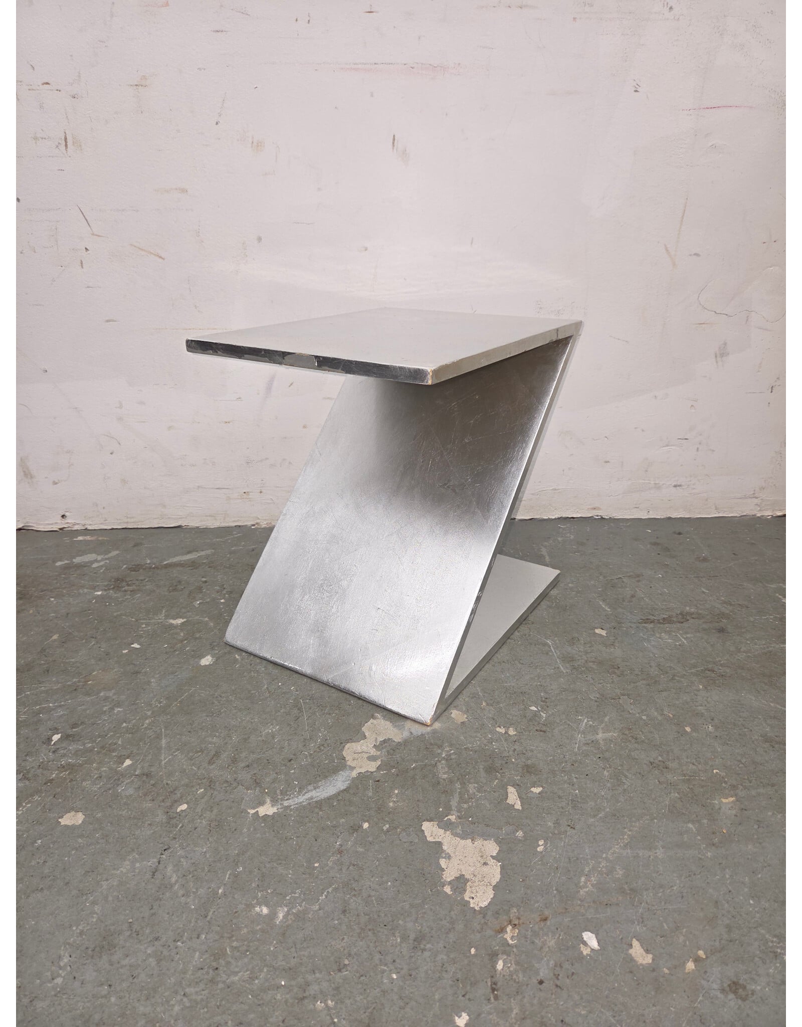 Silver-Finished, Z-Shaped Modern End Table