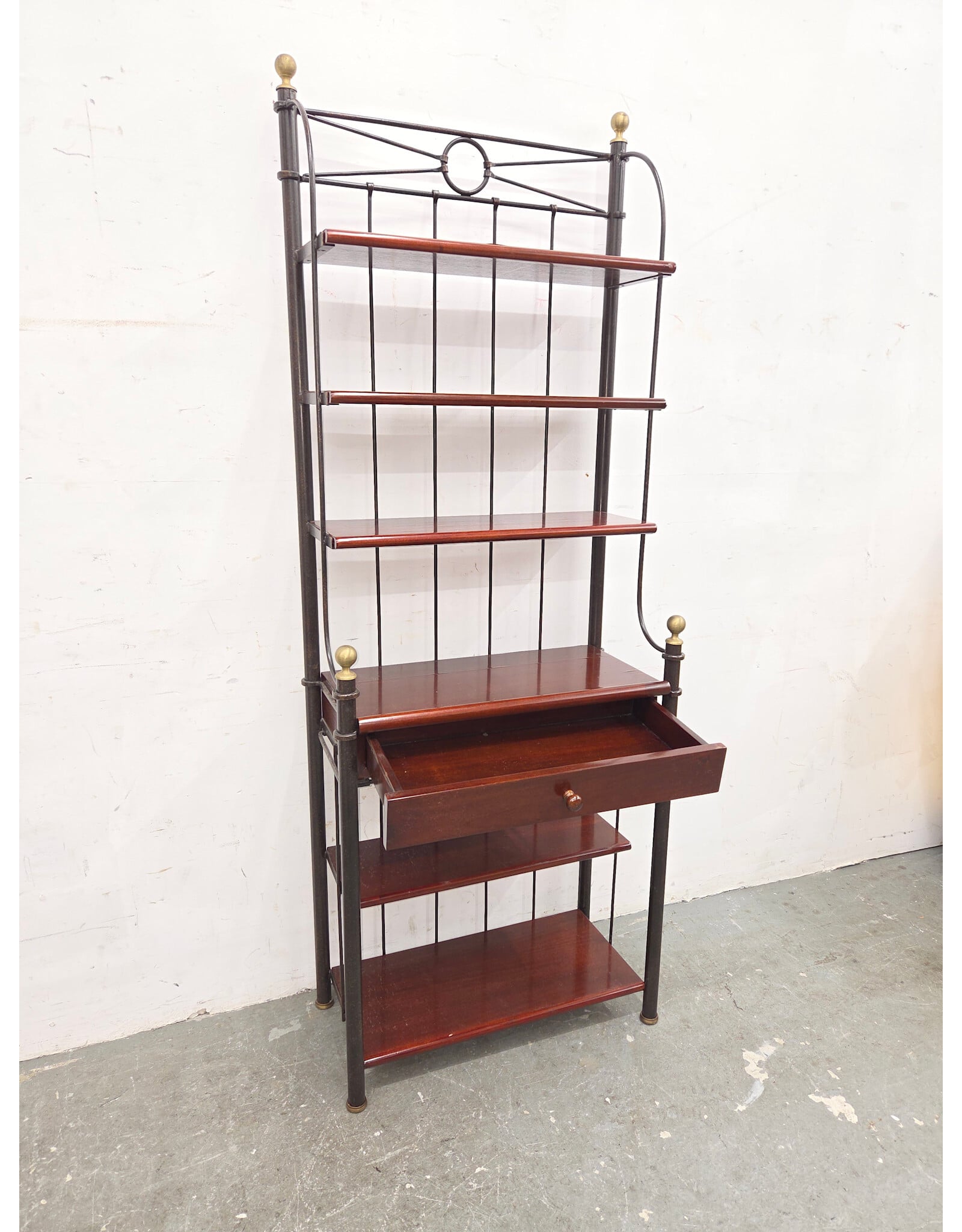 Wrought Iron & Cherry Wood Baker's Rack