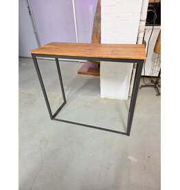 Industrial-Style Rustic Wood & Black Metal Frame Table