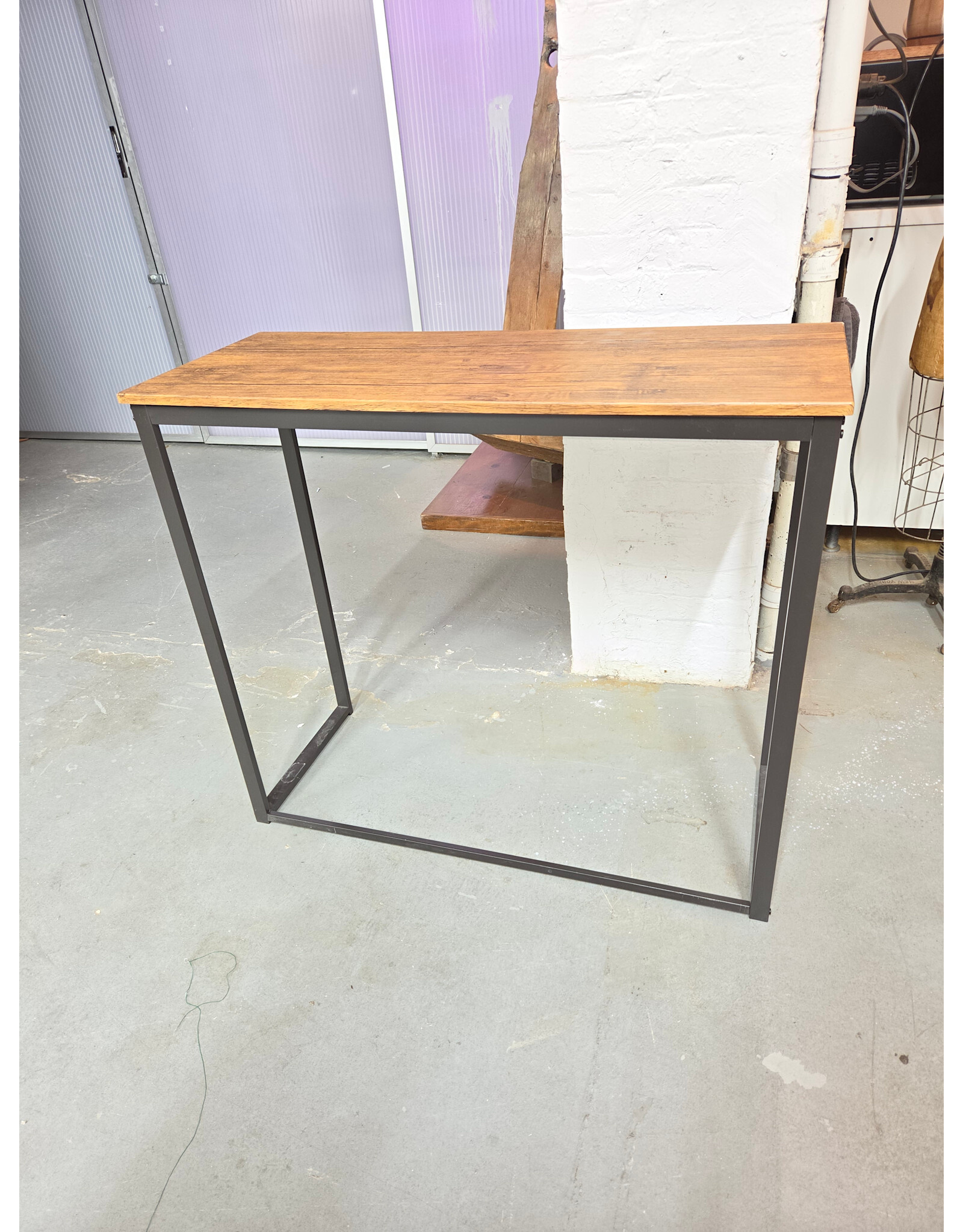 Industrial-Style Rustic Wood & Black Metal Frame Table