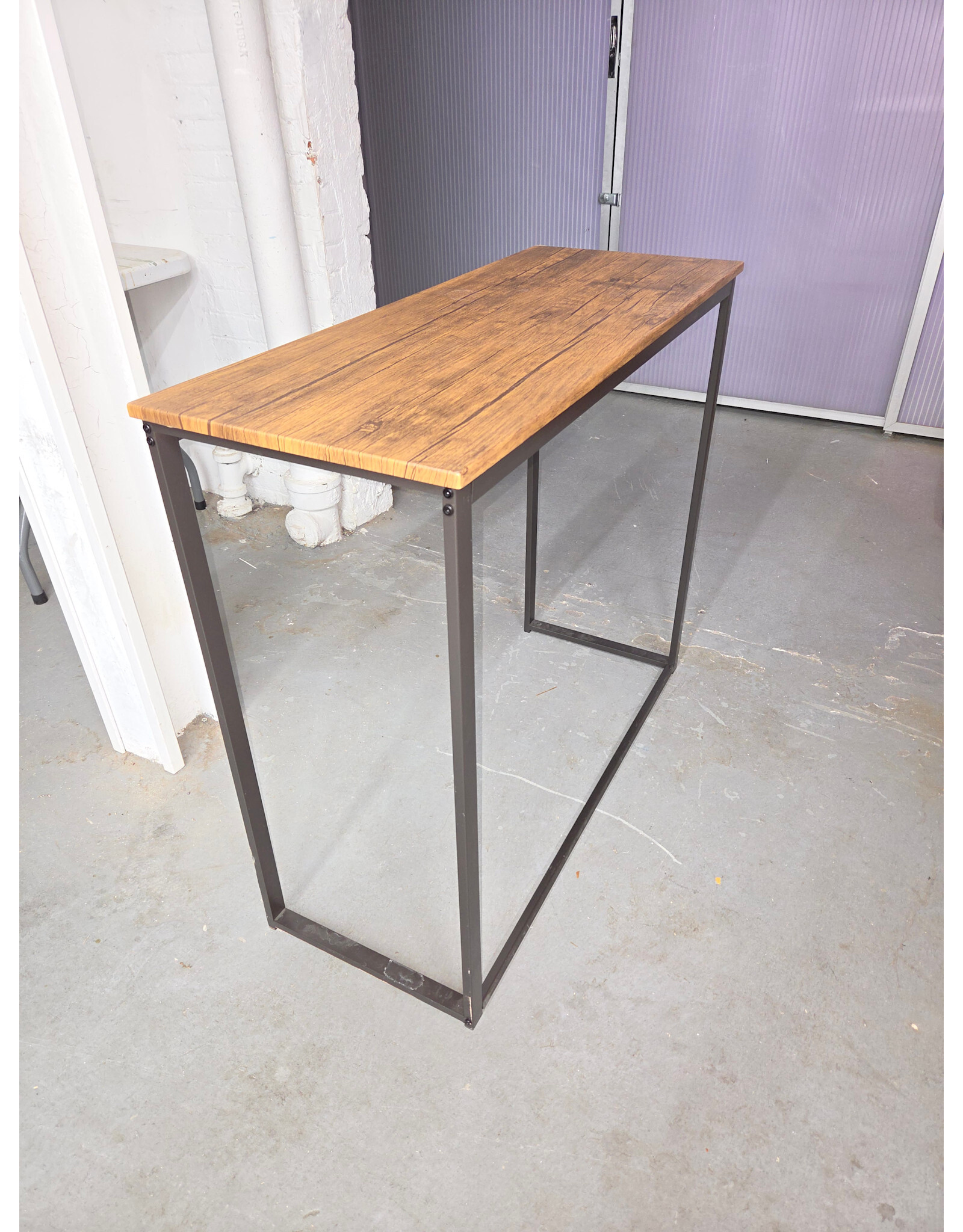 Industrial-Style Rustic Wood & Black Metal Frame Table