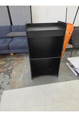 Black Standing Podium Presentation Desk with Open Storage Shelves