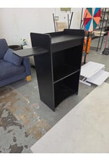 Black Standing Podium Presentation Desk with Open Storage Shelves