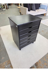Black Solid Wood 6-Drawer Wide Rolling Storage Cart