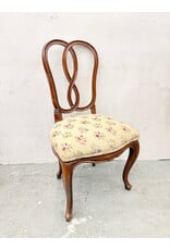 Antique-French Style Pretzel Open-Back Carved Wooden Side Chair