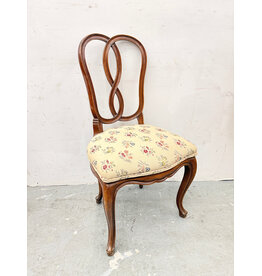 Antique-French Style Pretzel Open-Back Carved Wooden Side Chair