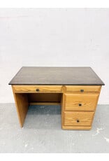 Traditional Pedestal Writing Desk, Oak Base