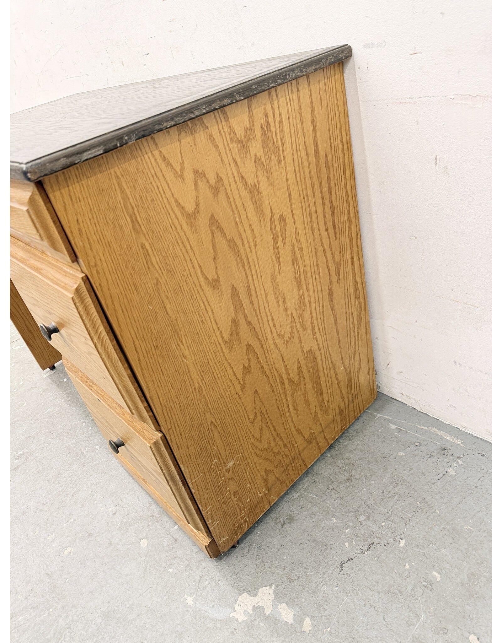 Traditional Pedestal Writing Desk, Oak Base