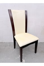 Contemporary Dark-Cherry Finish with a Coconut Leatherette Side Chair