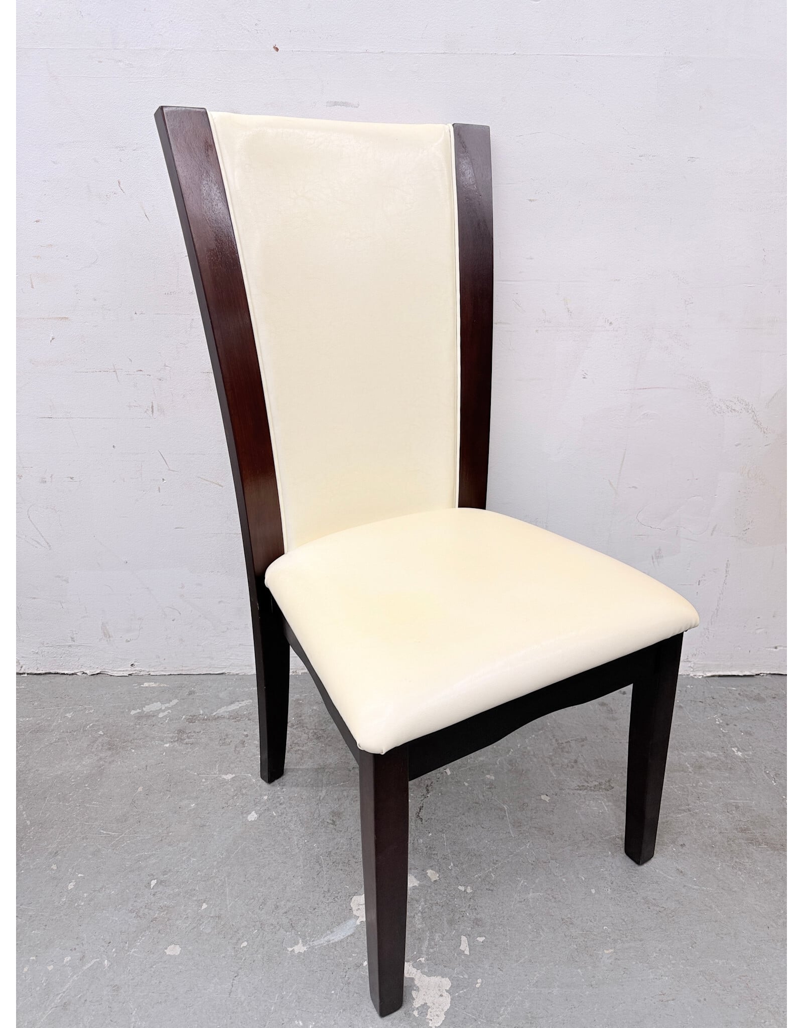 Contemporary Dark-Cherry Finish with a Coconut Leatherette Side Chair