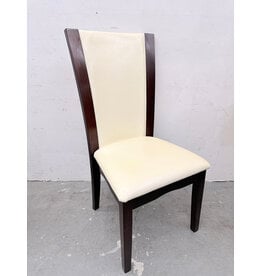 Contemporary Dark-Cherry Finish with a Coconut Leatherette Side Chair