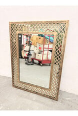 Moroccan-Style Quatrefoil Trellis Pattern, Rectangular Silhouette Gold Wall Mirror