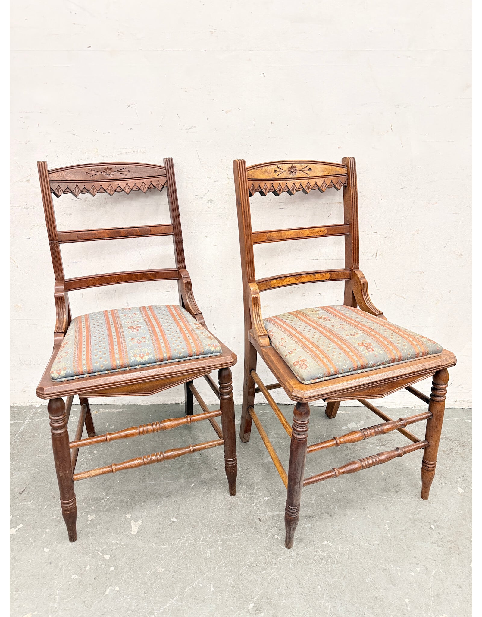 Victorian-Style Ladderback Side Chair with Carved Crest Rails